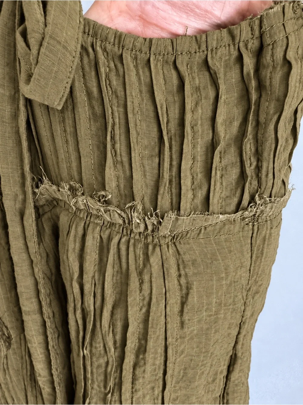 Free People Frankie Pintuck Maxi Dress Olive Green Boho Open Back S